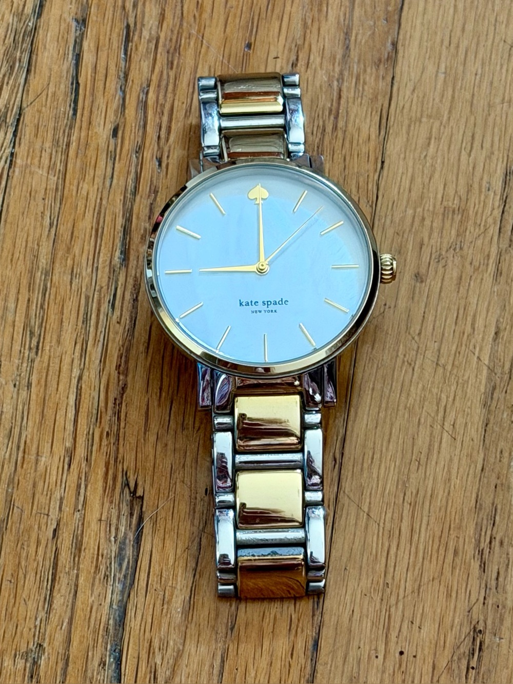 Kate Spade Two-Tone Gold and Silver Bracelet Watch with White Dial